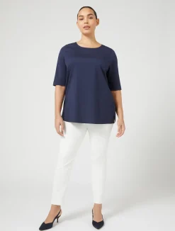 Outlet Marina Rinaldi Jersey and poplin T-shirt CORNFLOWERBLUE