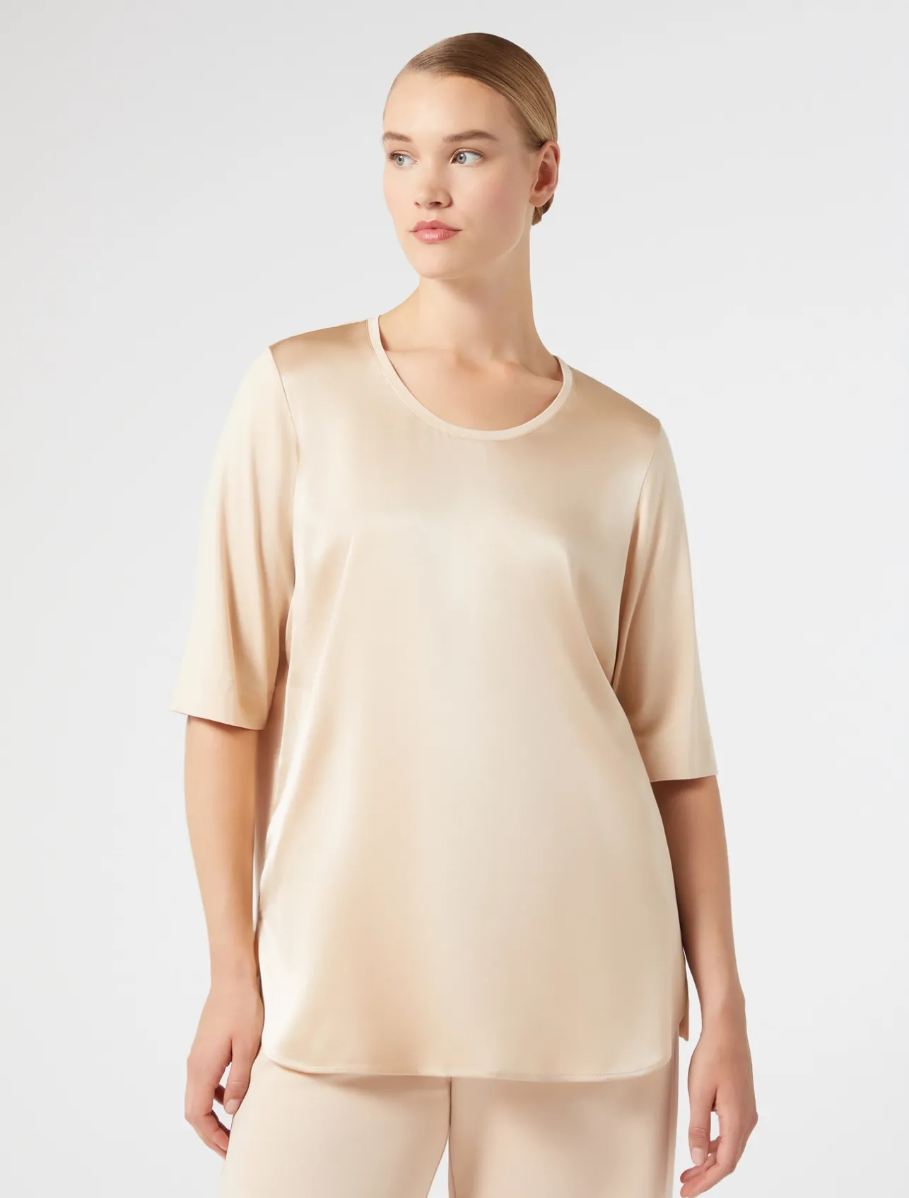 Best Marina Rinaldi Jersey and satin T-shirt PINK
