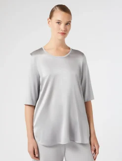 Online Marina Rinaldi Jersey and satin T-shirt LIGHTGREY