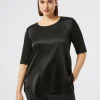 Clearance Marina Rinaldi Jersey and satin T-shirt BLACK