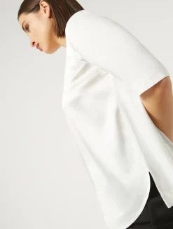 Discount Marina Rinaldi Jersey and satin T-shirt IVORY