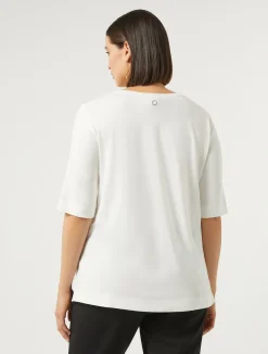 Discount Marina Rinaldi Jersey and satin T-shirt IVORY