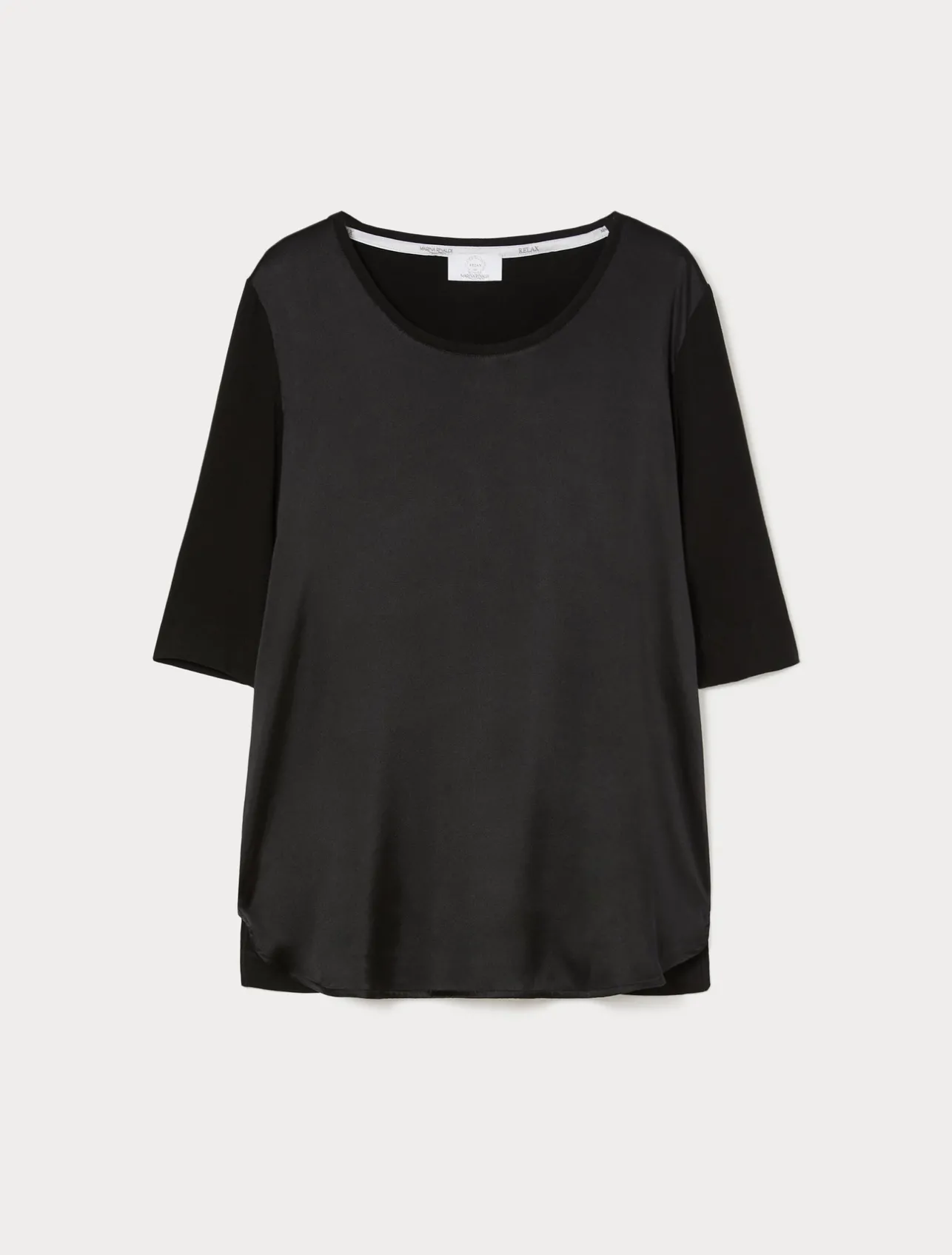 Clearance Marina Rinaldi Jersey and satin T-shirt BLACK