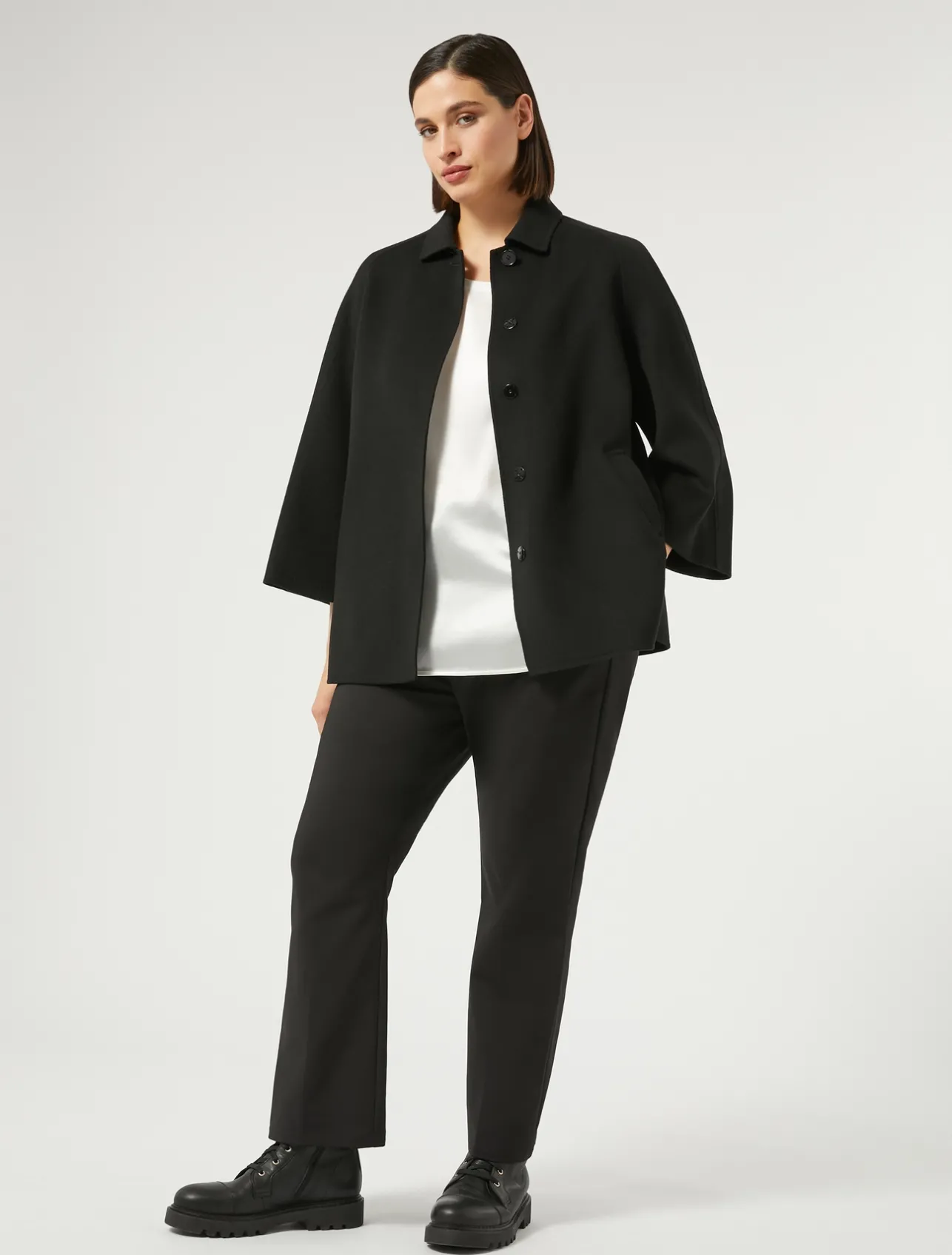 Discount Marina Rinaldi Jersey and satin T-shirt IVORY