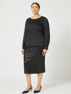Sale Marina Rinaldi Jersey and sequin skirt BLACK