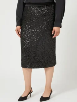 Sale Marina Rinaldi Jersey and sequin skirt BLACK