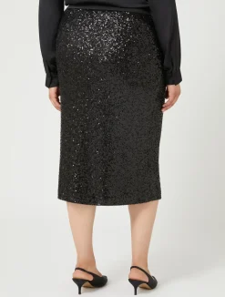 Sale Marina Rinaldi Jersey and sequin skirt BLACK