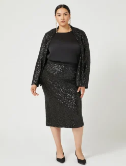 Sale Marina Rinaldi Jersey and sequin skirt BLACK