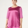 New Marina Rinaldi Jersey and silk T-shirt PINK