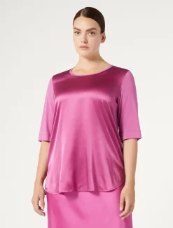 New Marina Rinaldi Jersey and silk T-shirt PINK