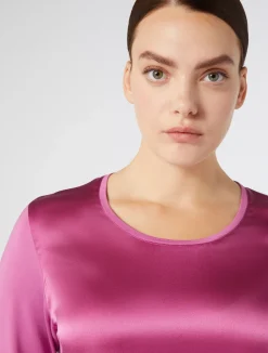 New Marina Rinaldi Jersey and silk T-shirt PINK