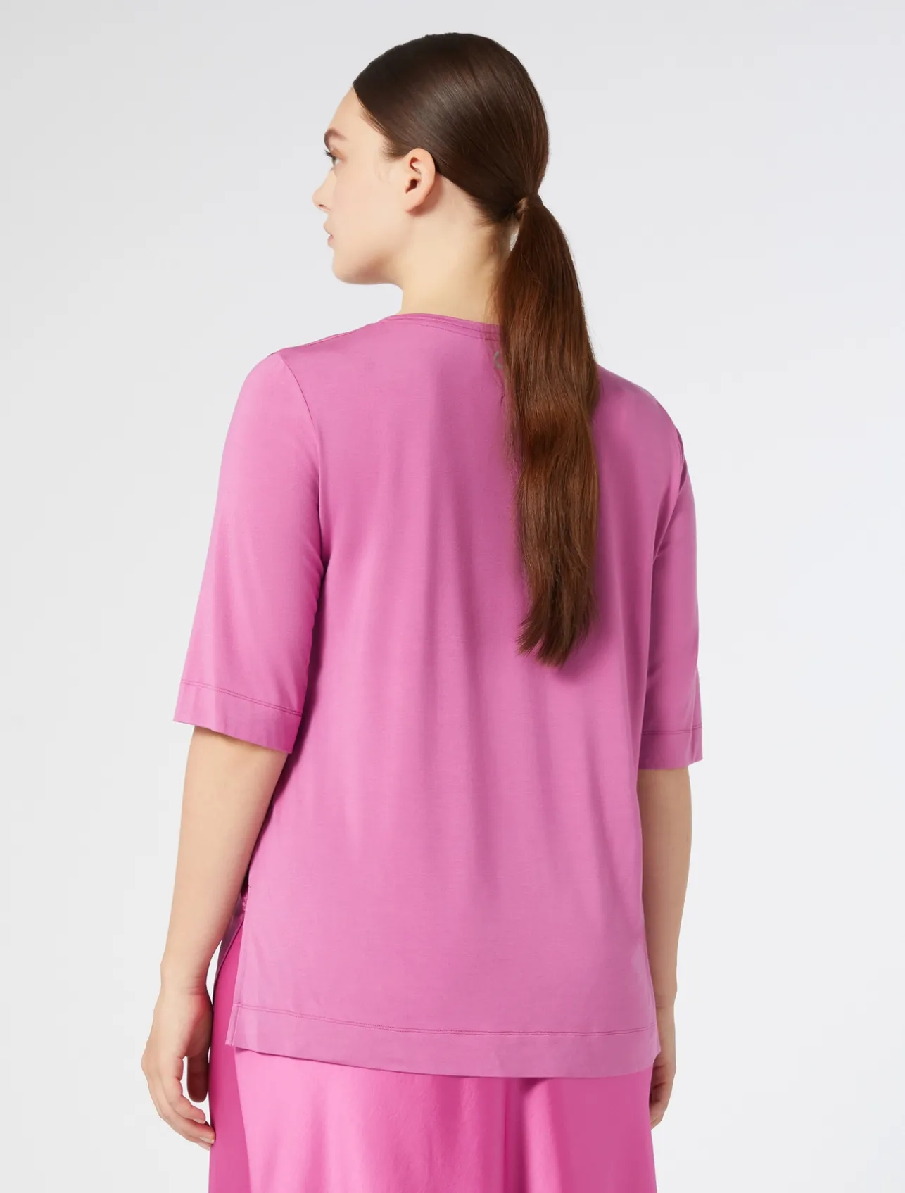 New Marina Rinaldi Jersey and silk T-shirt PINK