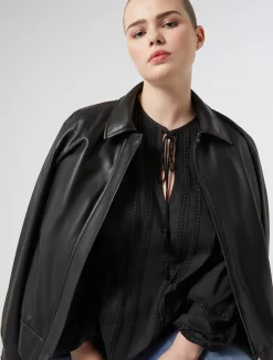 Online Marina Rinaldi Jersey bomber jacket BLACK