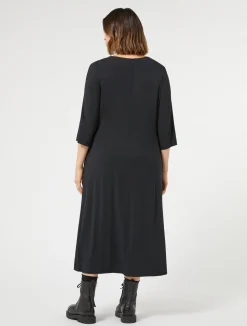 Outlet Marina Rinaldi Jersey calf-length dress BLACK