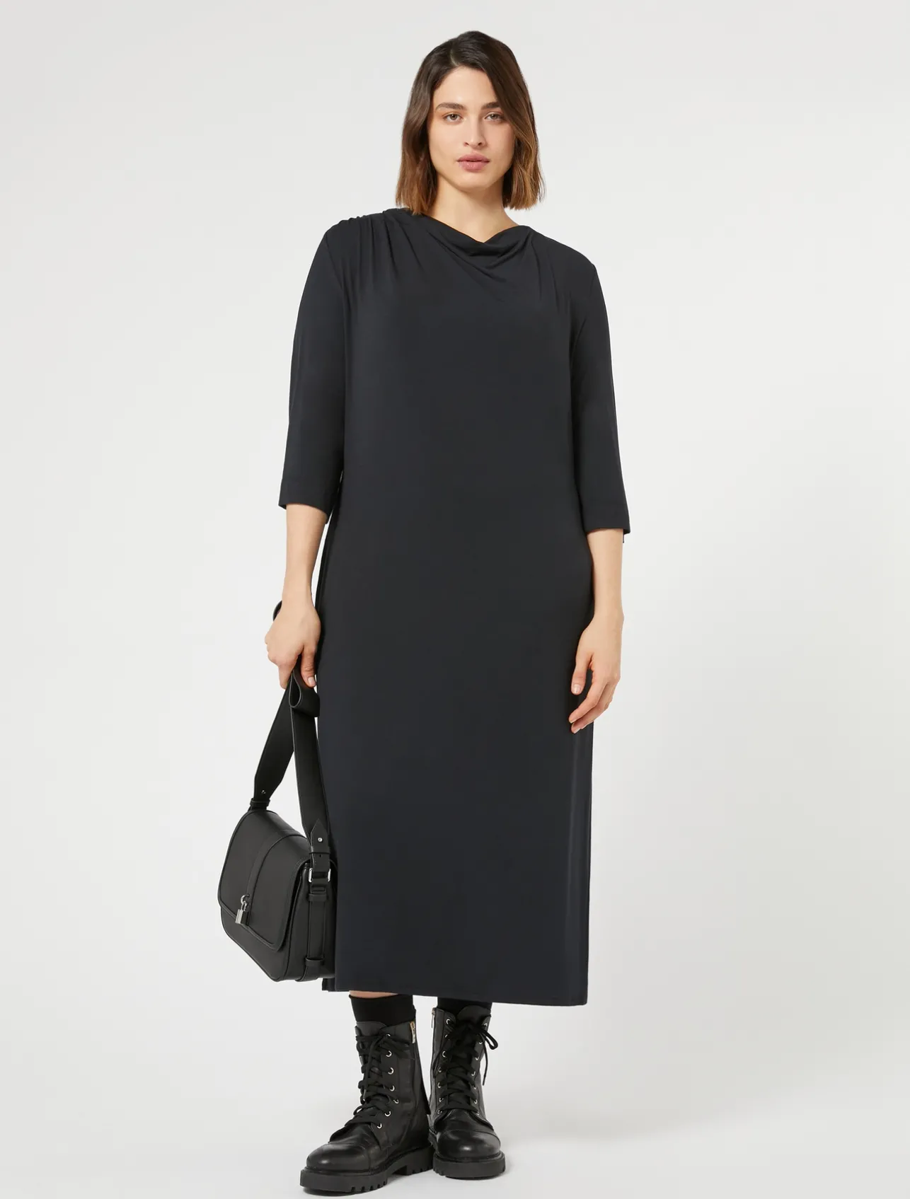 Outlet Marina Rinaldi Jersey calf-length dress BLACK