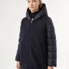 Online Marina Rinaldi Jersey cloth and water-repellent nylon fabric padded jacket MIDNIGHTBLUE