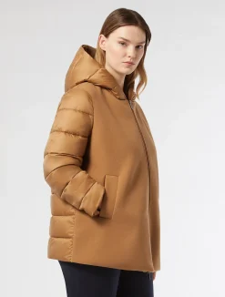 Online Marina Rinaldi Jersey cloth and water-repellent nylon fabric padded jacket HAZELNUTBROWN