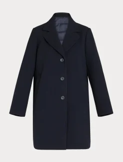 New Marina Rinaldi Jersey cloth and water-repellent nylon fabric coat MIDNIGHTBLUE
