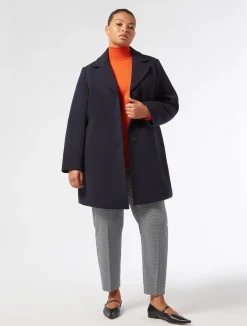 New Marina Rinaldi Jersey cloth and water-repellent nylon fabric coat MIDNIGHTBLUE