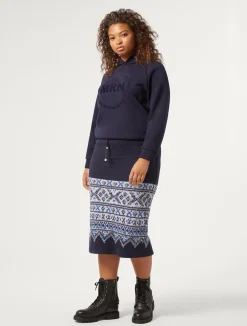 Sale Marina Rinaldi Jersey jacquard skirt MIDNIGHTBLUE