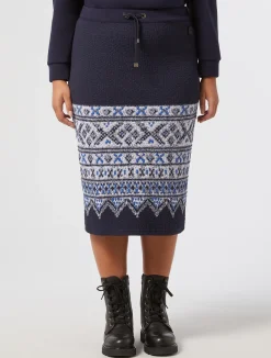 Sale Marina Rinaldi Jersey jacquard skirt MIDNIGHTBLUE