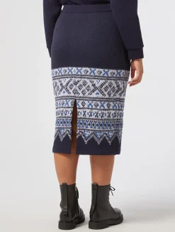 Sale Marina Rinaldi Jersey jacquard skirt MIDNIGHTBLUE
