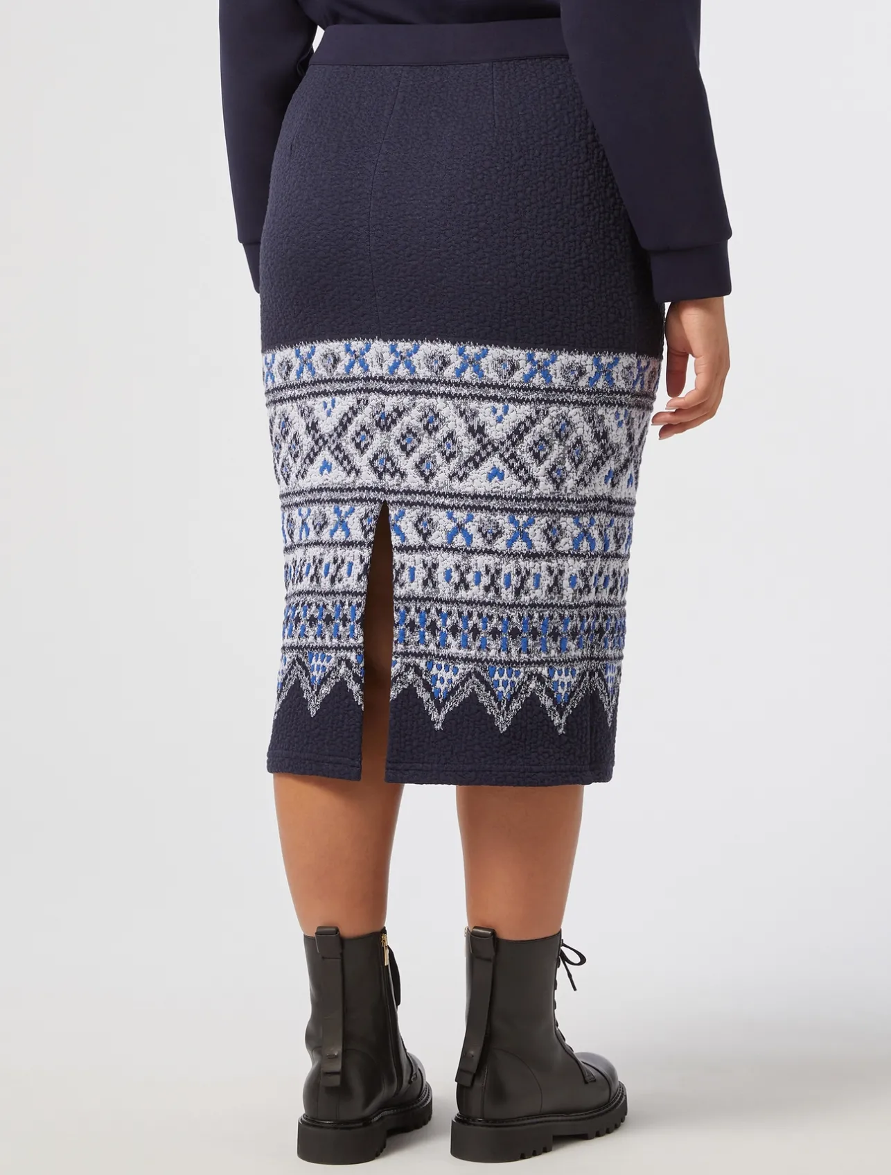 Sale Marina Rinaldi Jersey jacquard skirt MIDNIGHTBLUE