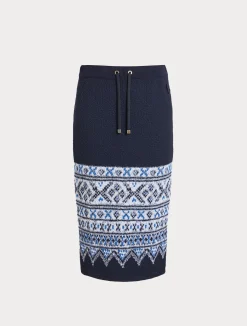 Sale Marina Rinaldi Jersey jacquard skirt MIDNIGHTBLUE