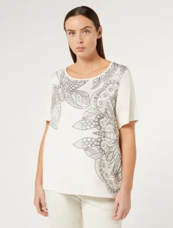 Outlet Marina Rinaldi Jersey print T-shirt IVORY