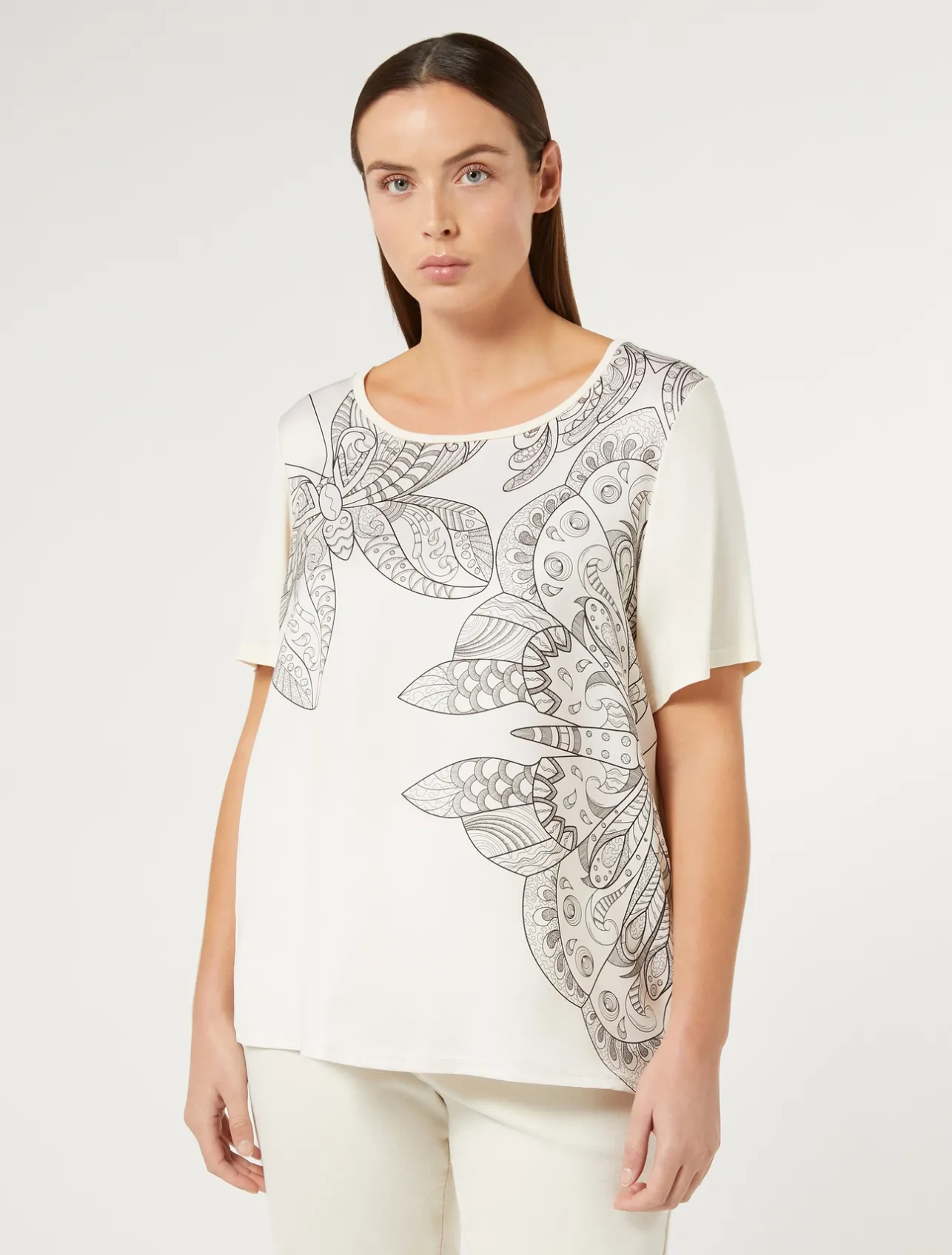 Outlet Marina Rinaldi Jersey print T-shirt IVORY