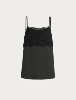 Fashion Marina Rinaldi Jersey top with lace DARKGREY