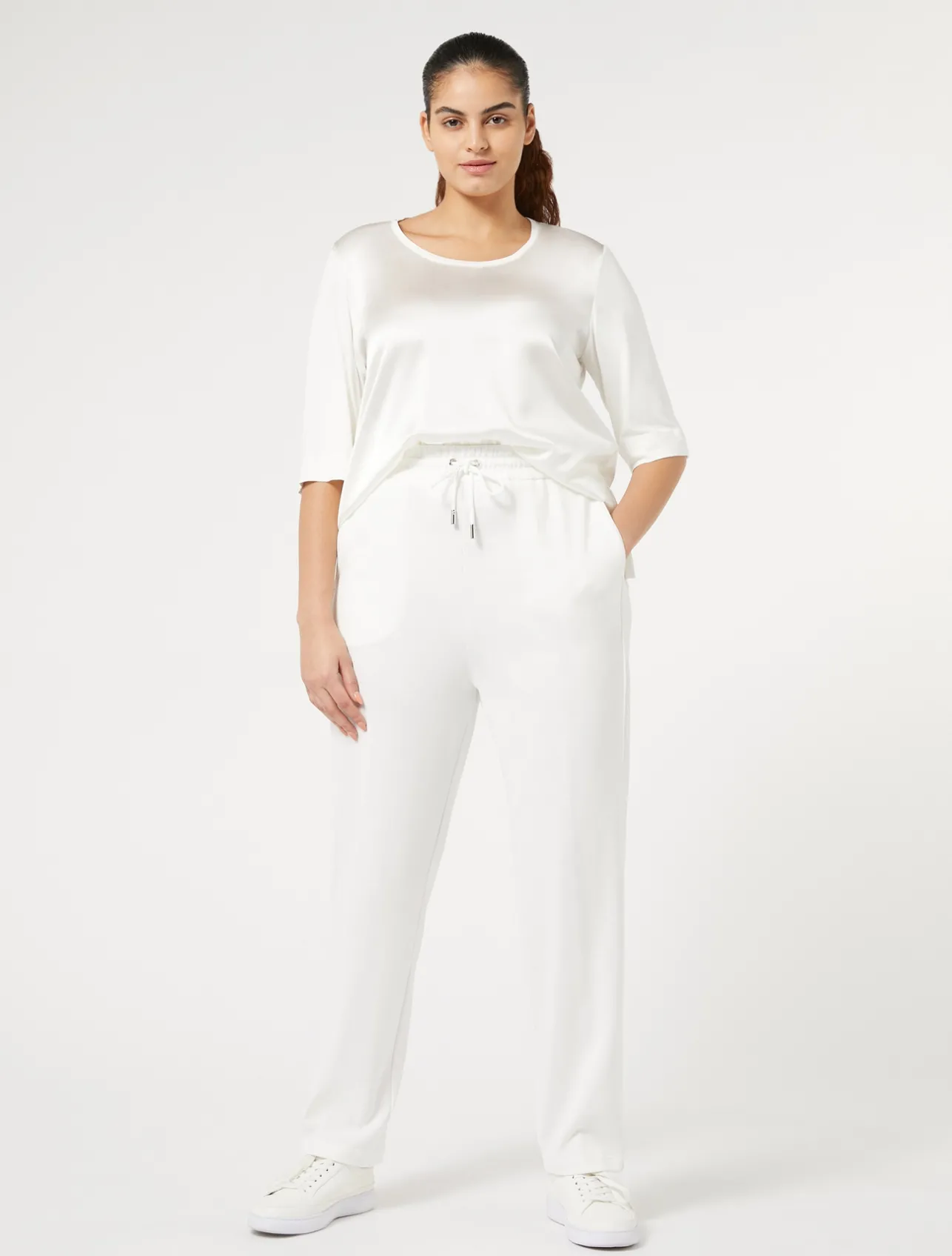 Fashion Marina Rinaldi Jersey trousers WHITE
