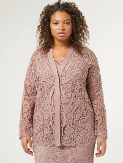 Outlet Marina Rinaldi Knit cardigan with embroidery POWDER