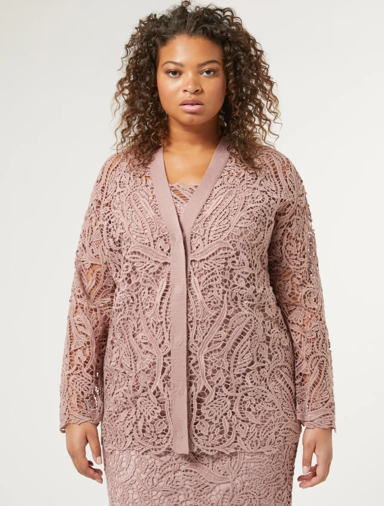 Outlet Marina Rinaldi Knit cardigan with embroidery POWDER