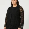 Discount Marina Rinaldi Knit cardigan with embroidery BLACK