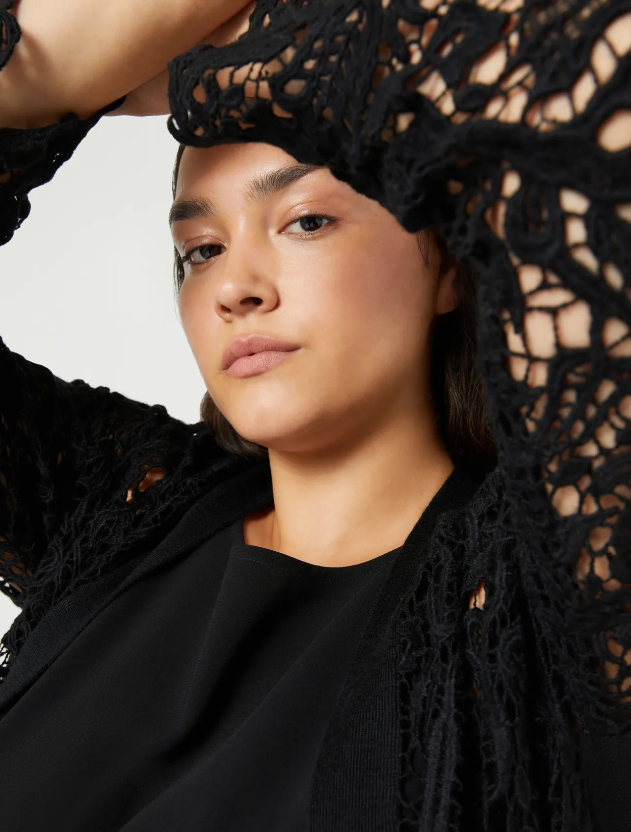 Discount Marina Rinaldi Knit cardigan with embroidery BLACK