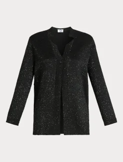Outlet Marina Rinaldi Knit cardigan with sequins BLACK