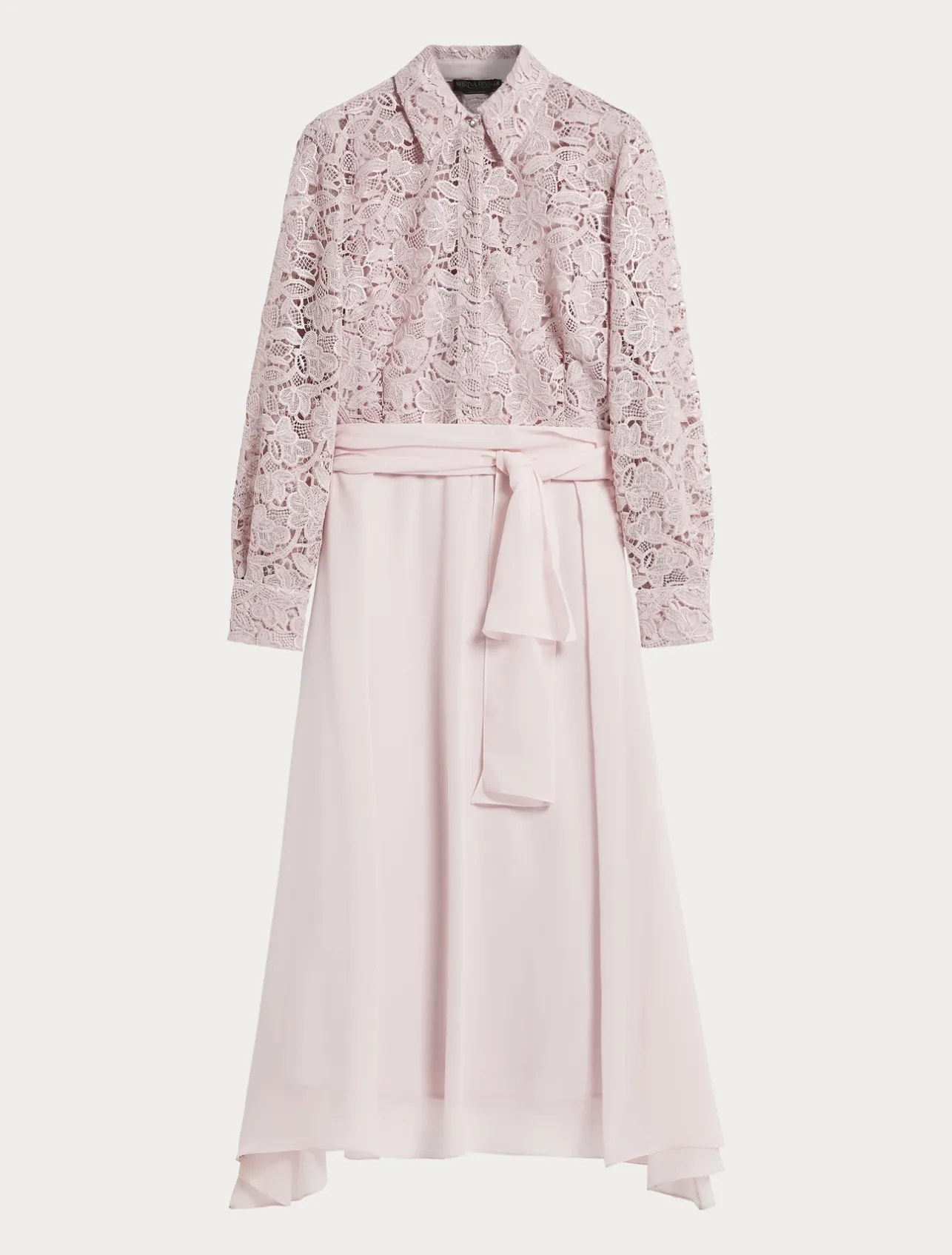 Fashion Marina Rinaldi Lace and silk shirt dress PINK