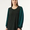 Clearance Marina Rinaldi Lamé jersey and georgette sweatshirt DARKGREEN