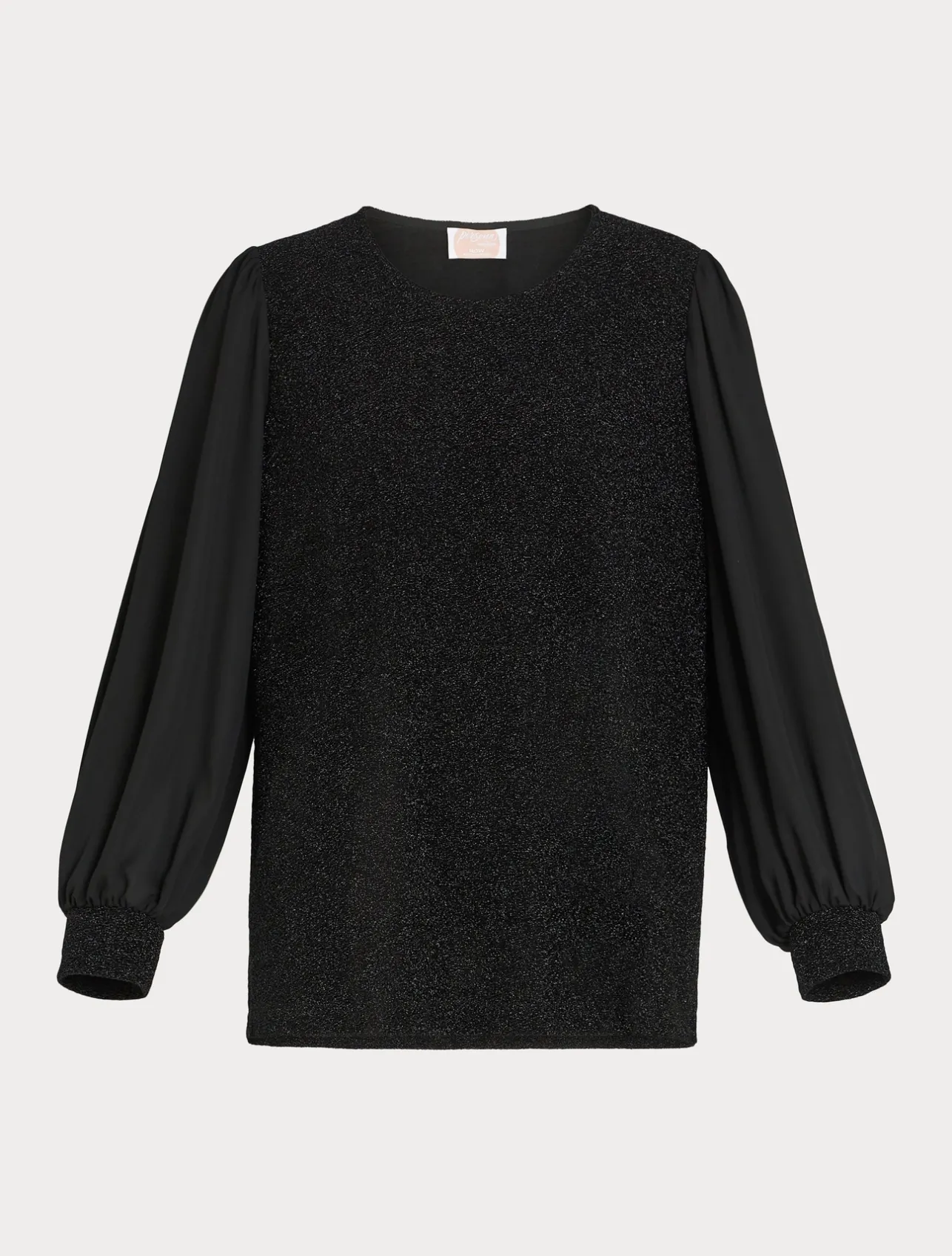 Fashion Marina Rinaldi Lamé jersey and georgette sweatshirt BLACK