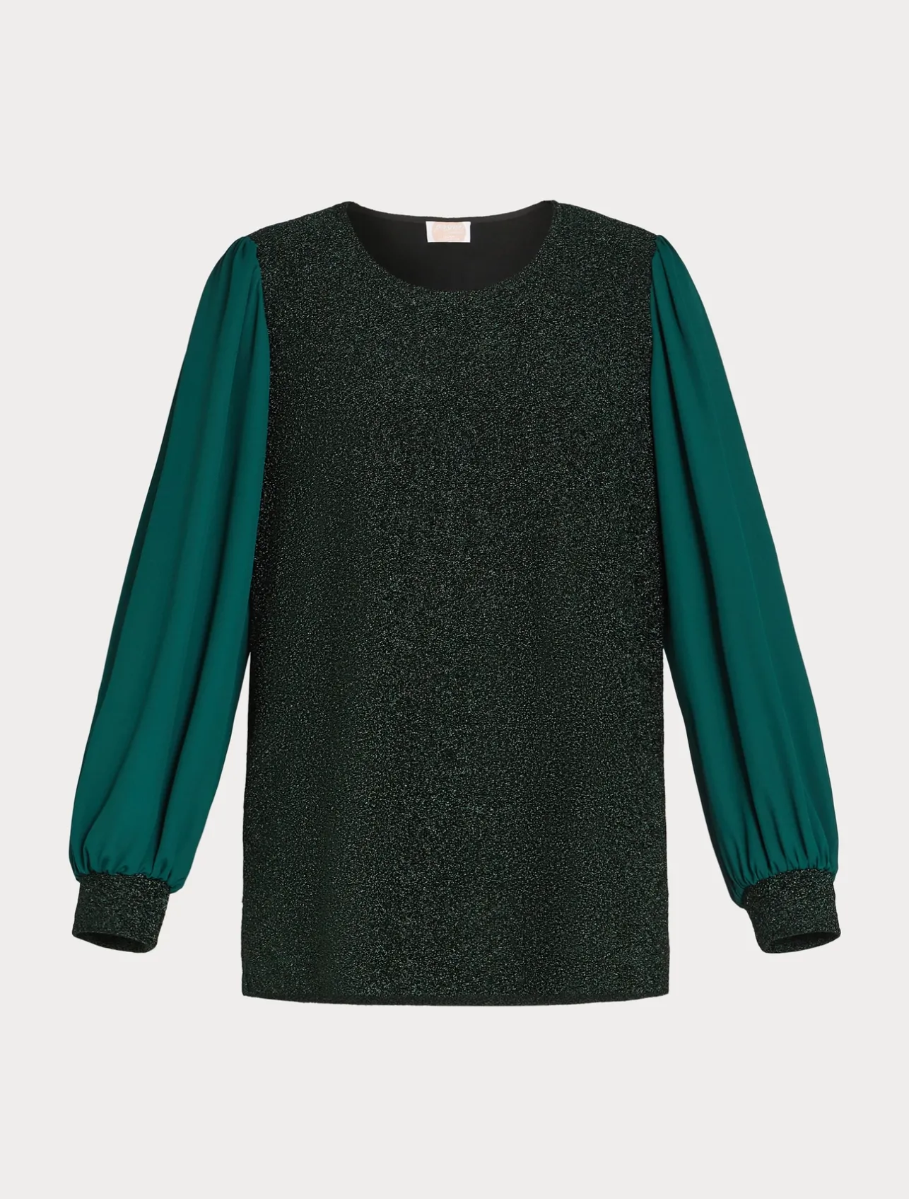 Clearance Marina Rinaldi Lamé jersey and georgette sweatshirt DARKGREEN