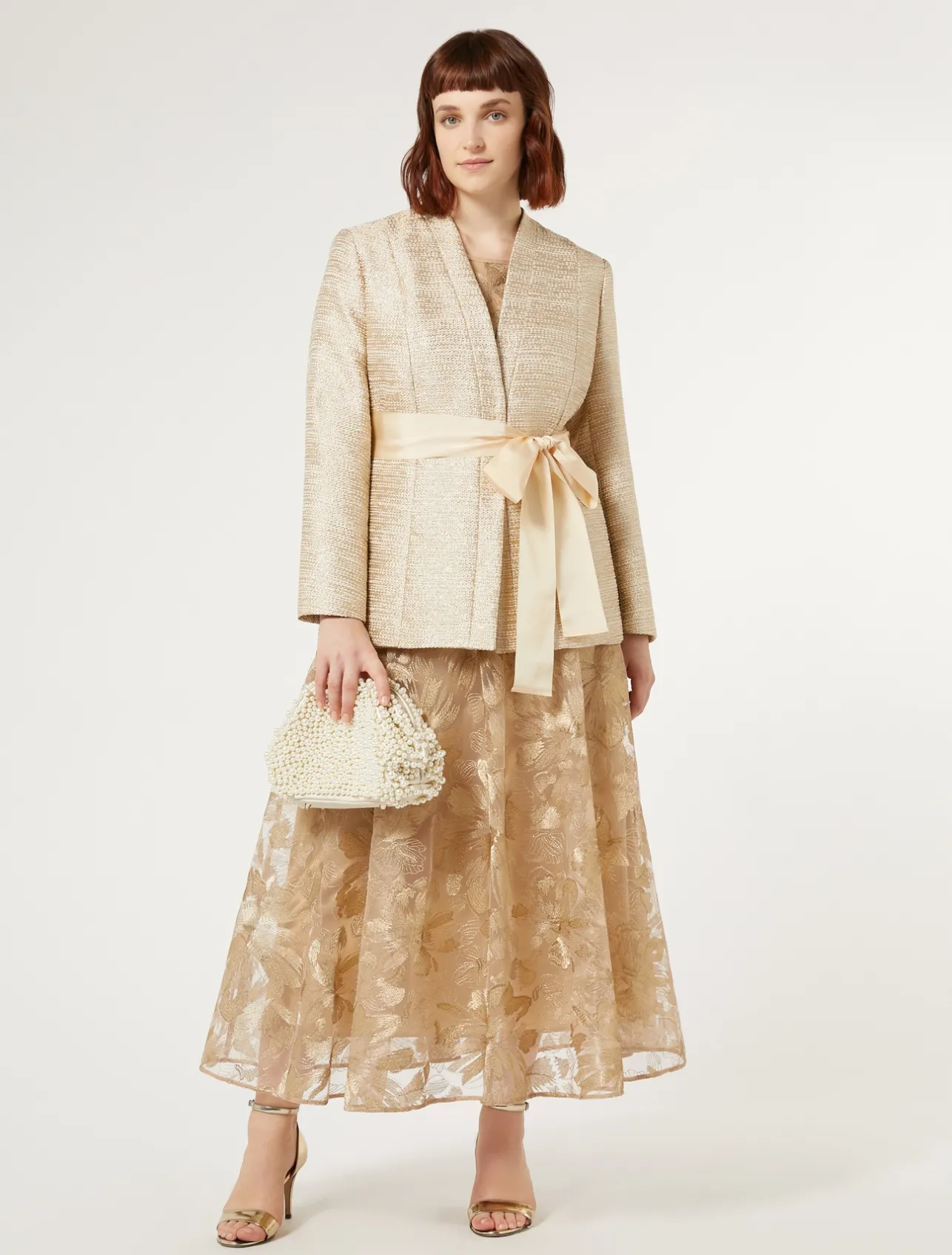New Marina Rinaldi Lamé yarn-dyed jacket GOLD