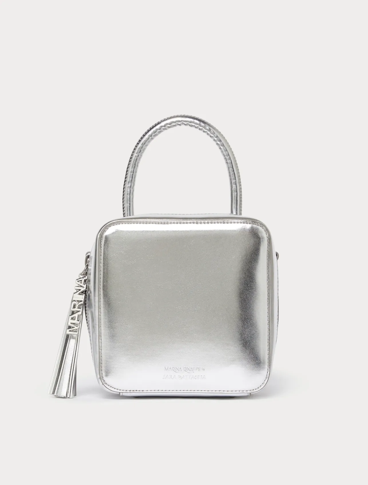 Hot Marina Rinaldi Laminated cube bag SILVER