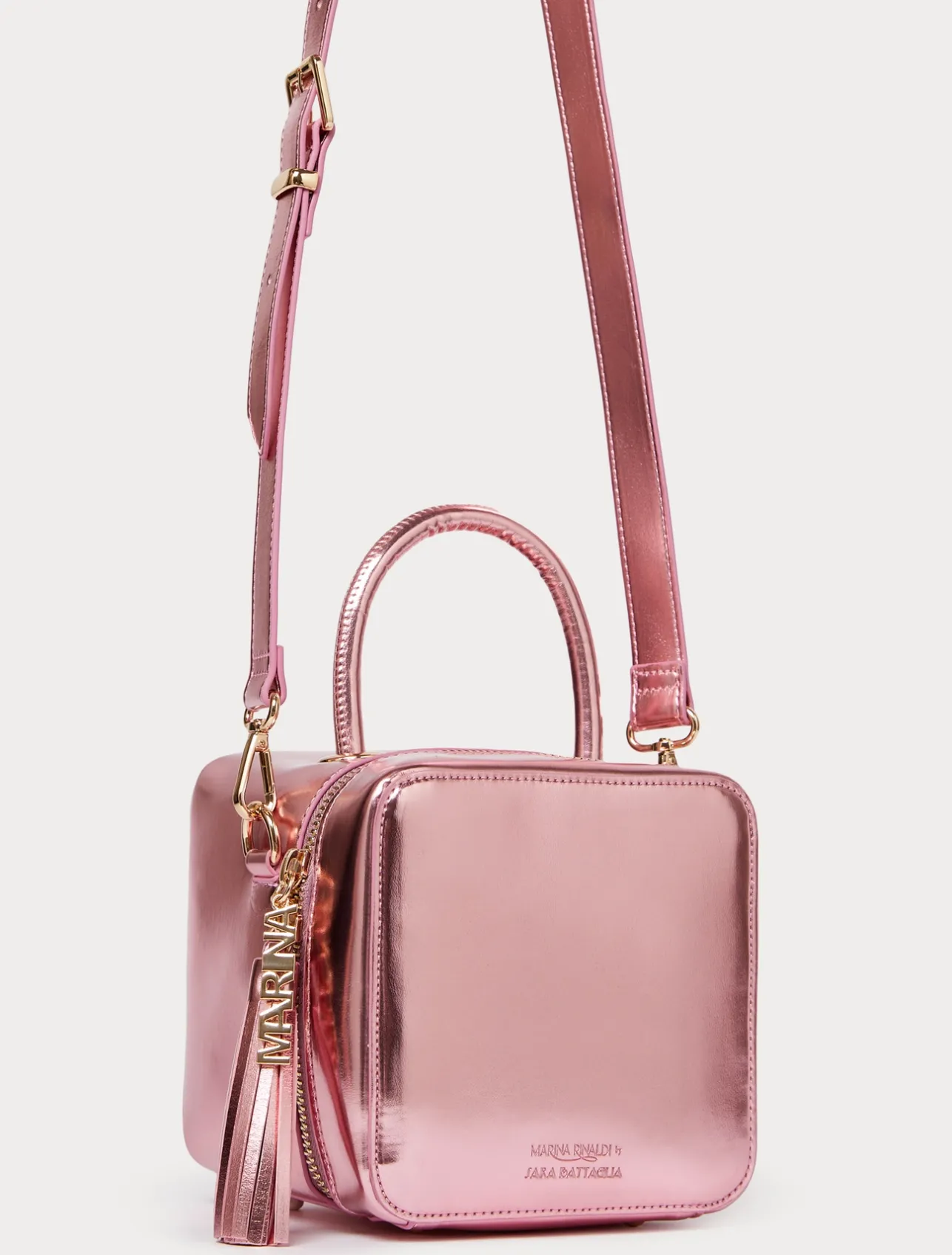 Sale Marina Rinaldi Laminated cube bag PINK