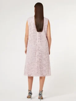 Fashion Marina Rinaldi Laminated lace dress PINK