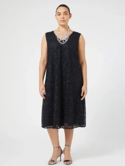 Sale Marina Rinaldi Laminated lace dress MIDNIGHTBLUE