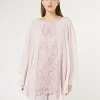 New Marina Rinaldi Laminated macramé tunic PINK
