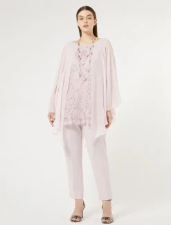 New Marina Rinaldi Laminated macramé tunic PINK