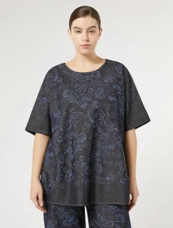 Clearance Marina Rinaldi Lasered denim blouse NAVY