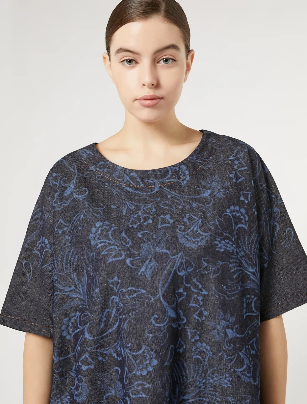 Clearance Marina Rinaldi Lasered denim blouse NAVY